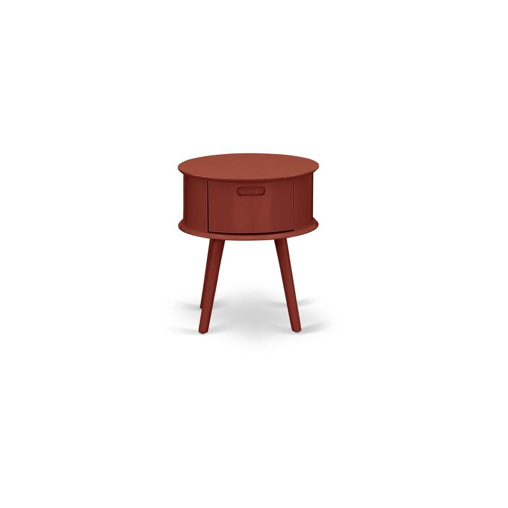 Left. East West Furniture - Night Stand Burgundy - Brown.
