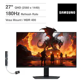 Samsung - Odyssey G50D 27" QHD IPS Monitor, AMD FreeSync, Flicker Free, HDMI & DKZ Hub, (LS27DG500ENXZA) - Black