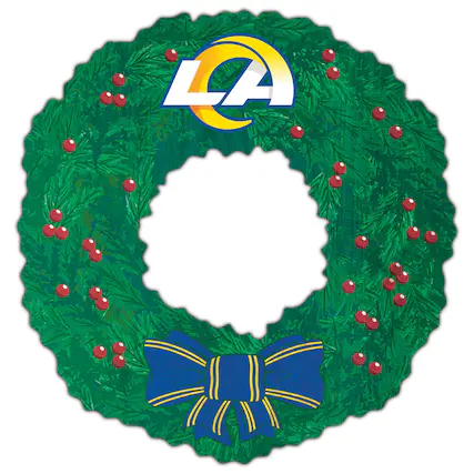 Front. Fan Creations - Los Angeles Rams 16'' Team Wreath Sign - Green.