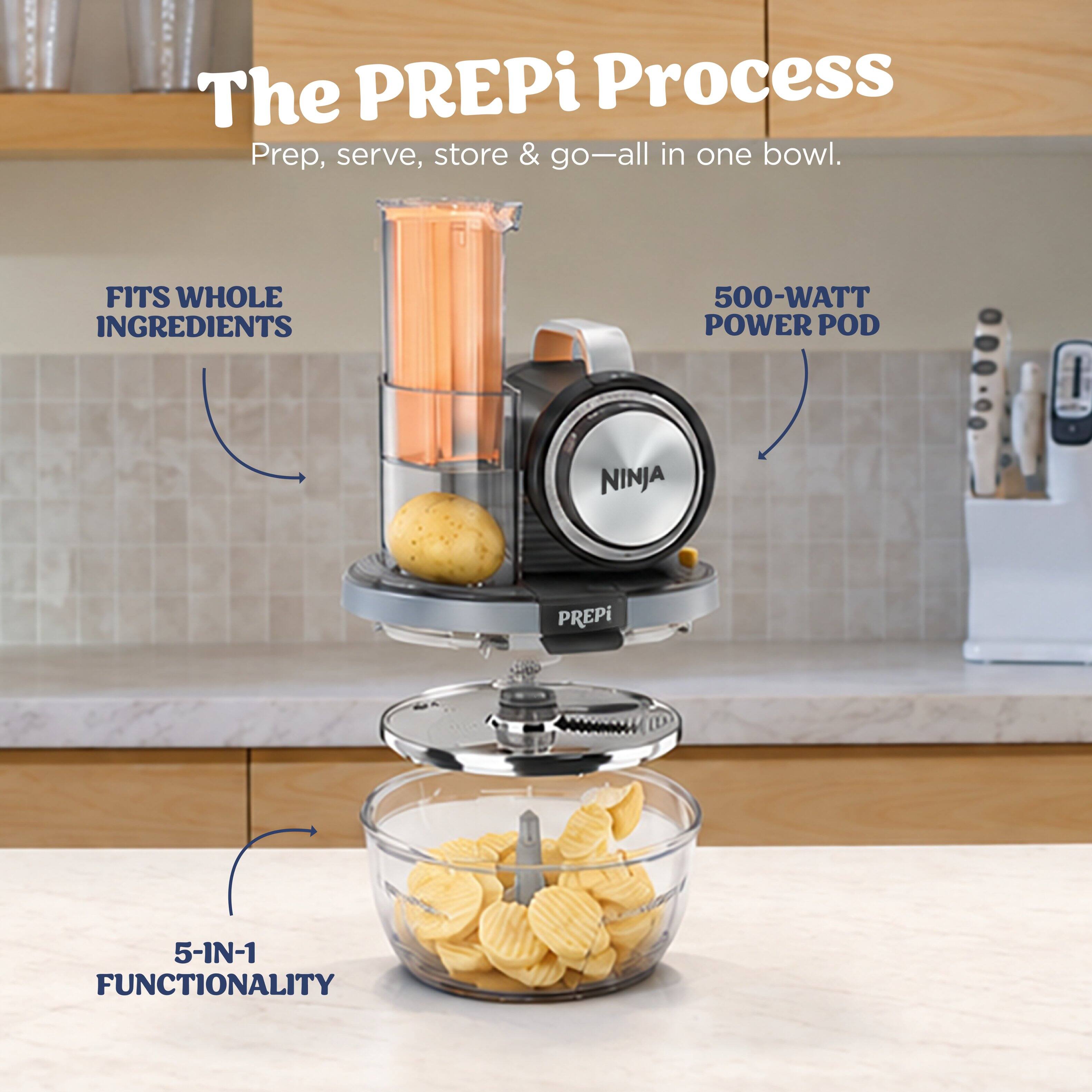 The PREPi Process  
Prep, serve, store & go—all in one bowl.  
FITS WHOLE INGREDIENTS  
500-WATT POWER POD  
NINJA  
PREPi  
5-IN-1 FUNCTIONALITY