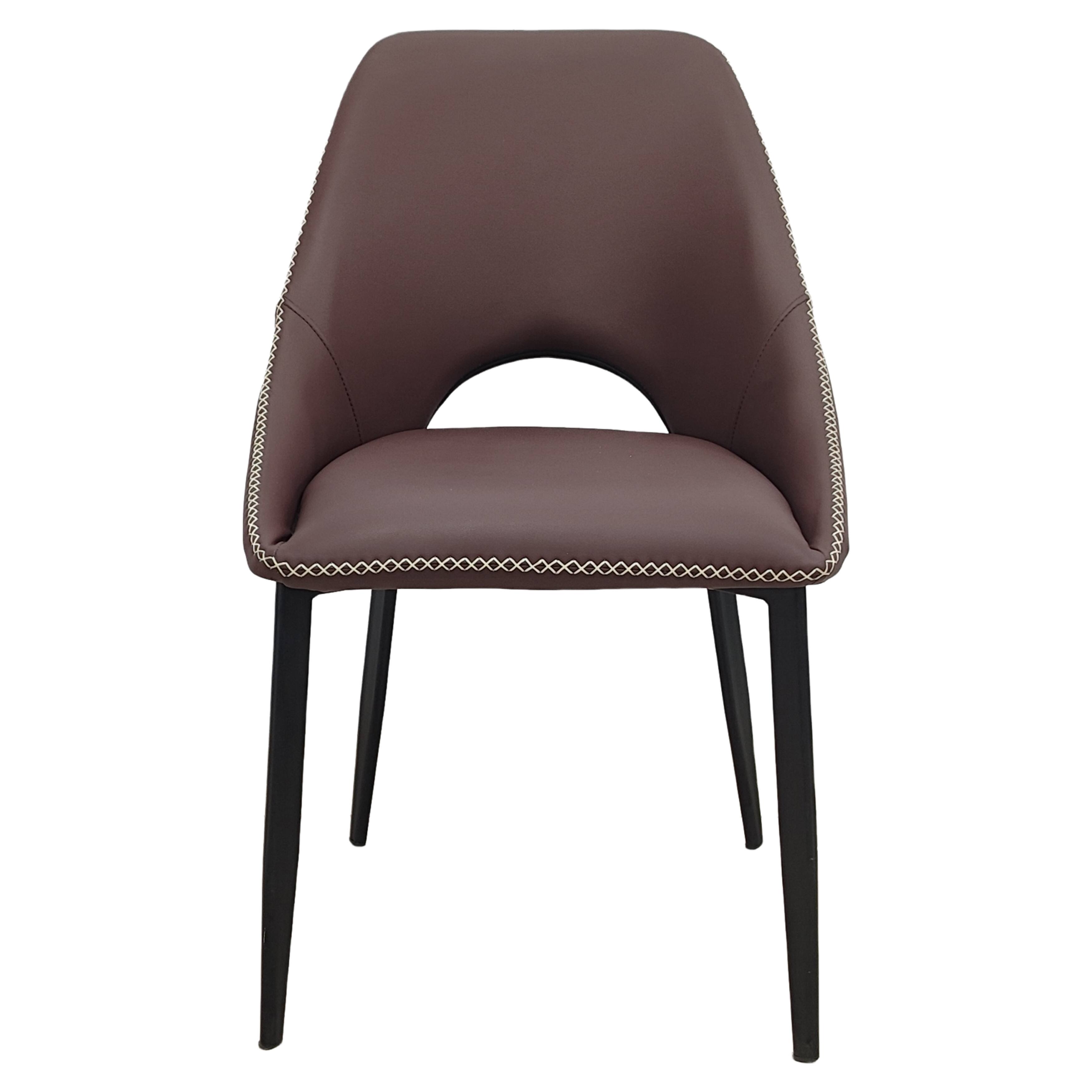 Alt View 3. LeisureMod - Amalfi 2-PCS Contemporary Upholstered Accent Dining Chair, Foam-Cushioned Living Room & Kitchen Side Chair - Plum Purple.