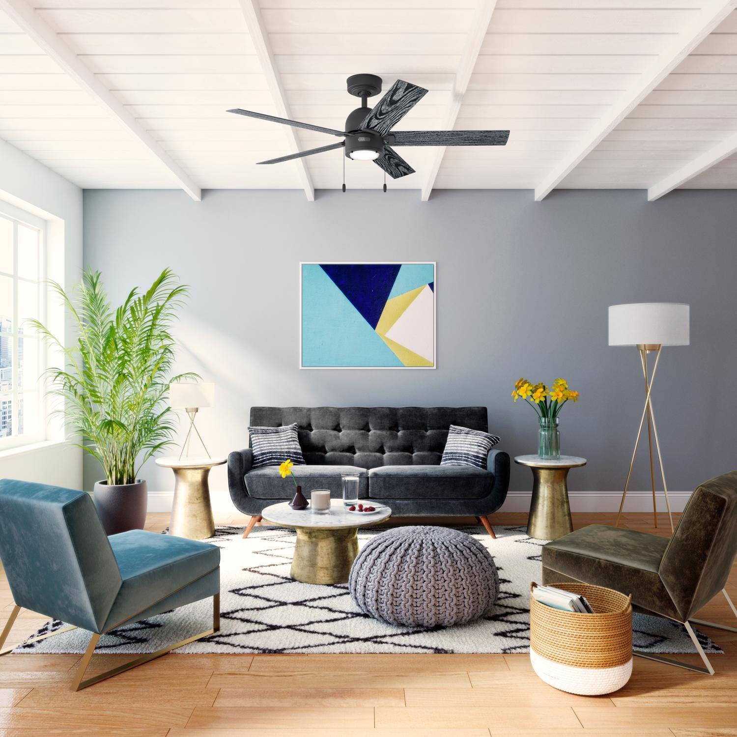 Angle. Hunter - Hunter 52 in. Matte Black LED Indoor Ceiling Fan.