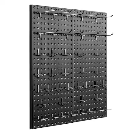 Front. VEVOR - Metal Pegboard Panels,24" x 12" Pegboard,2 Panels,Heavy Duty Peg Board Wall Organizer with Accessories,for Living Room - Black.
