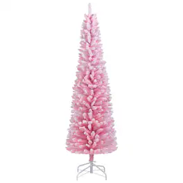 Costway - 6 FT Artificial Christmas Tree with 328 Branch Tips & Folding Metal Stand for Home - Pink