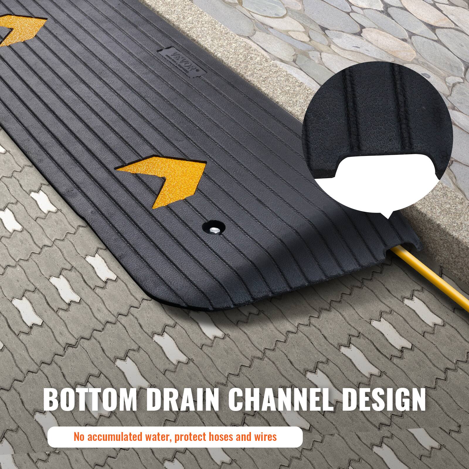 BOTTOM DRAIN CHANNEL DESIGN  
No accumulated water, protect hoses and wires