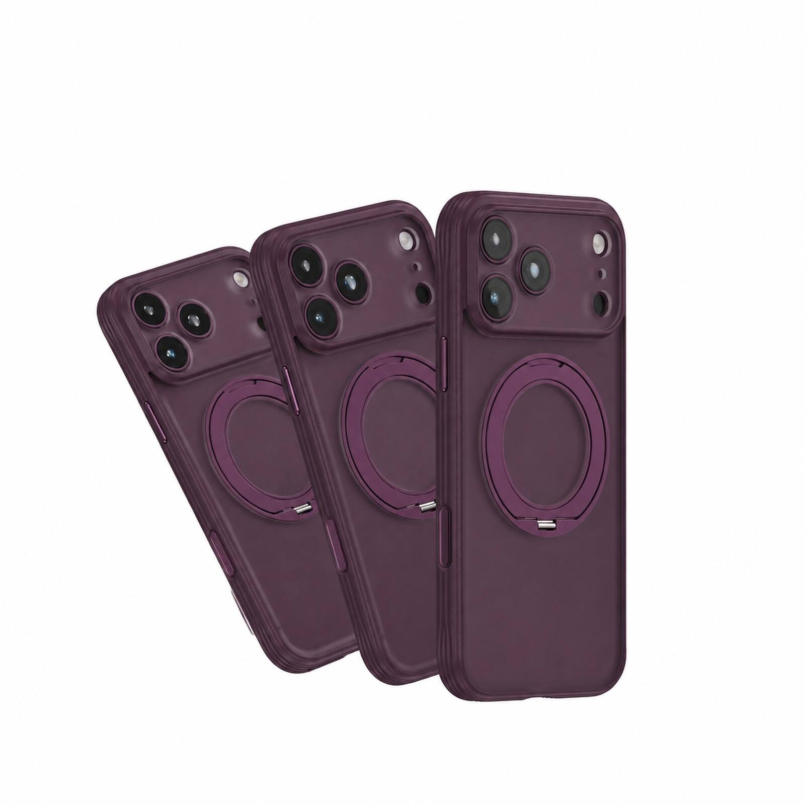 Alt View 1. Dteck - Rugged Case For iPhone 18 Pro Max Shockproor Frosted Translucent Ring Stand Cover Compatible with Magsafe Accessories - Winered.