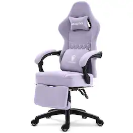 Dowinx - Gaming Chair with Footrest, Breathable Fabric Gamer Chair with Gel Pad and Storage Bag, Ergonomic Office Chair - Purple