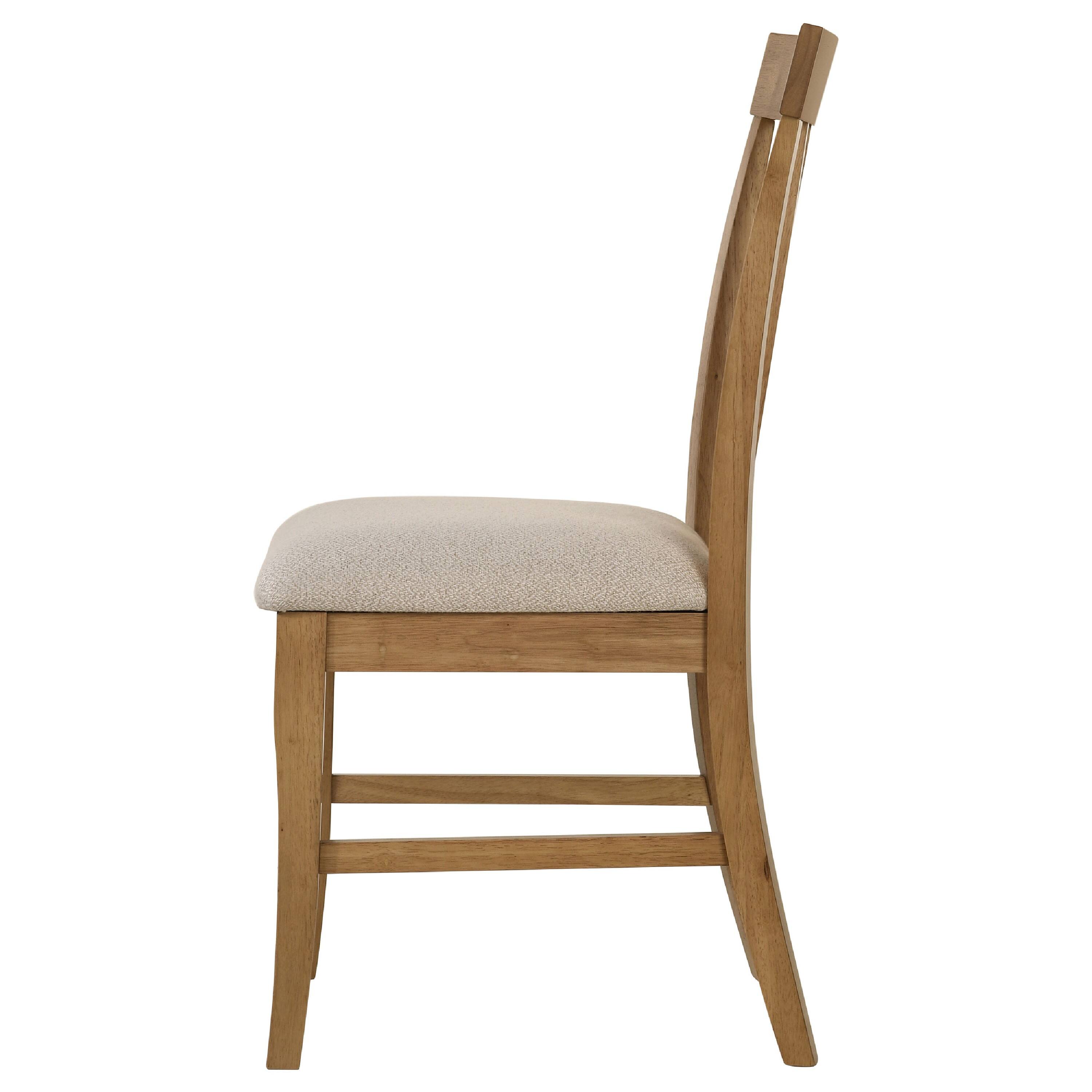 Back. Manhattan Lane - Kema Dining Side Chair Set of 2, Slatted Back, Padded Tan Seat, Brown - Brown.