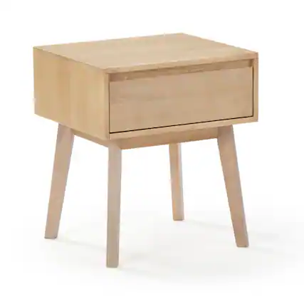 Front. Plank+Beam - Scandinavian Nightstand with 1 Drawer, Blonde - Blonde.