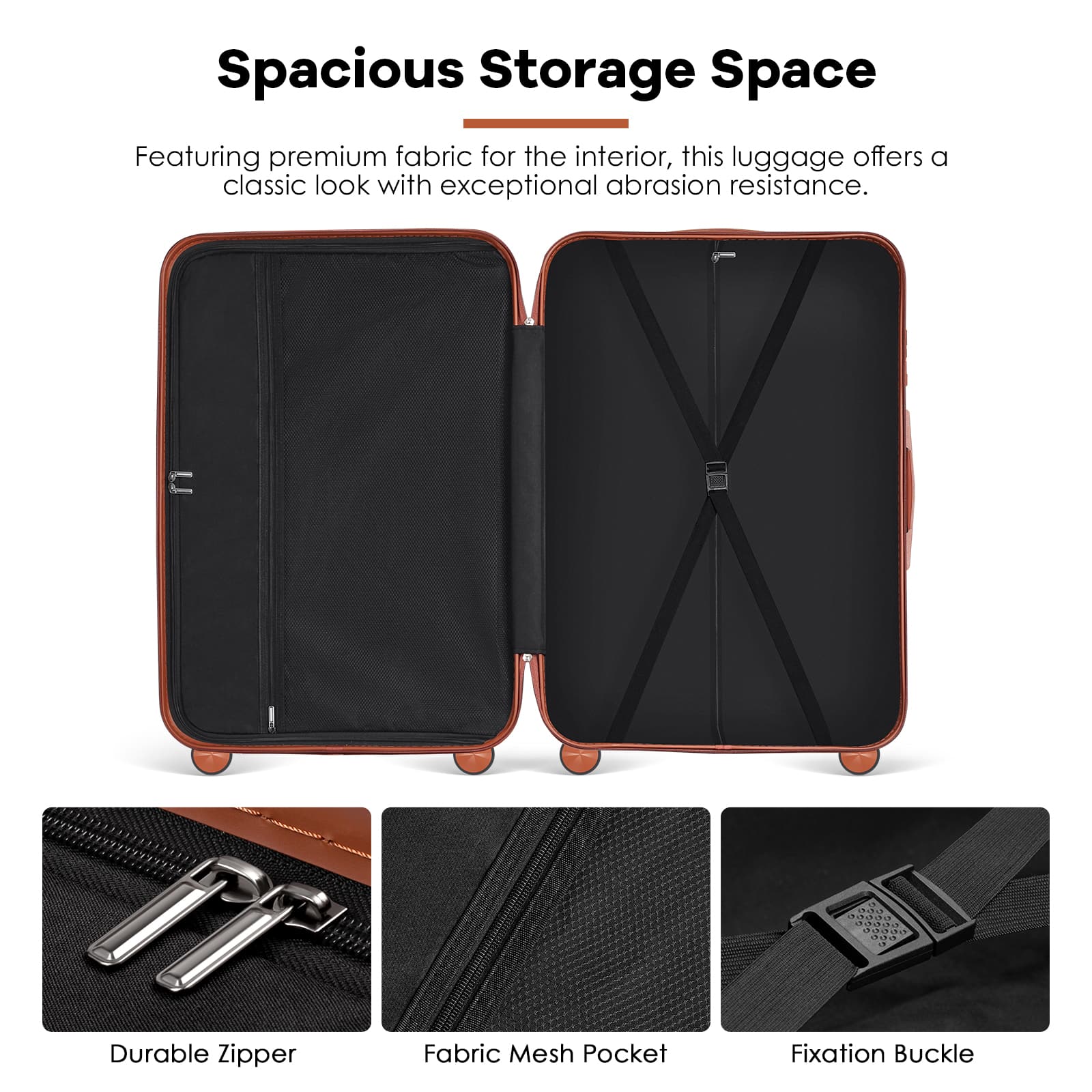 Sugift 3 Piece Hardshell Luggage Sets Checked Spinner Luggage Set