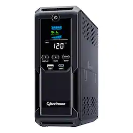 CyberPower - 12-AC Outlet, 2-USB, LAN/Coax 900W/1500VA Intelligent LCD UPS Tower, 1500-Joule Surge Protection, AVR - Black