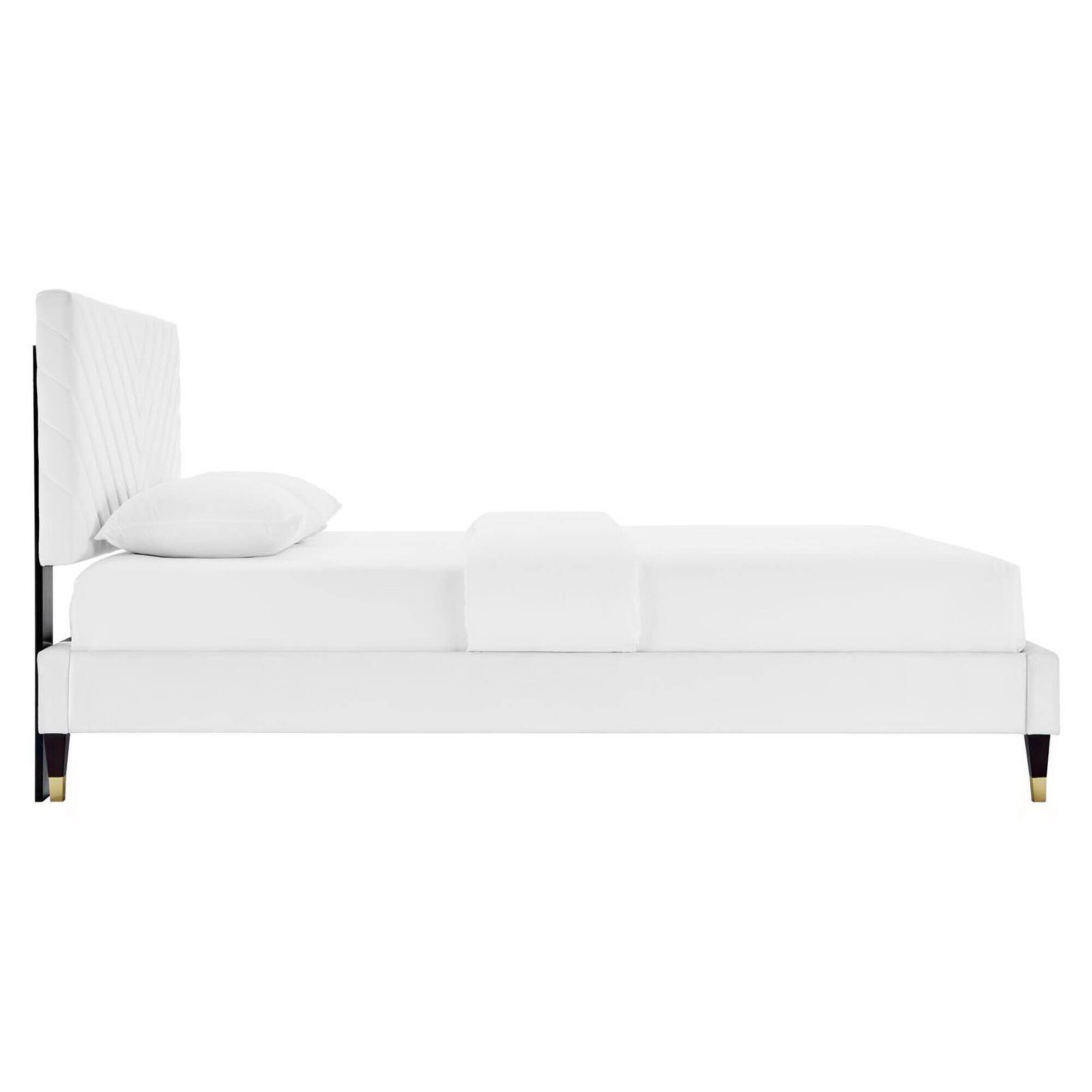 Back. Modway - Elise Performance Velvet Twin Platform Bed - Red.