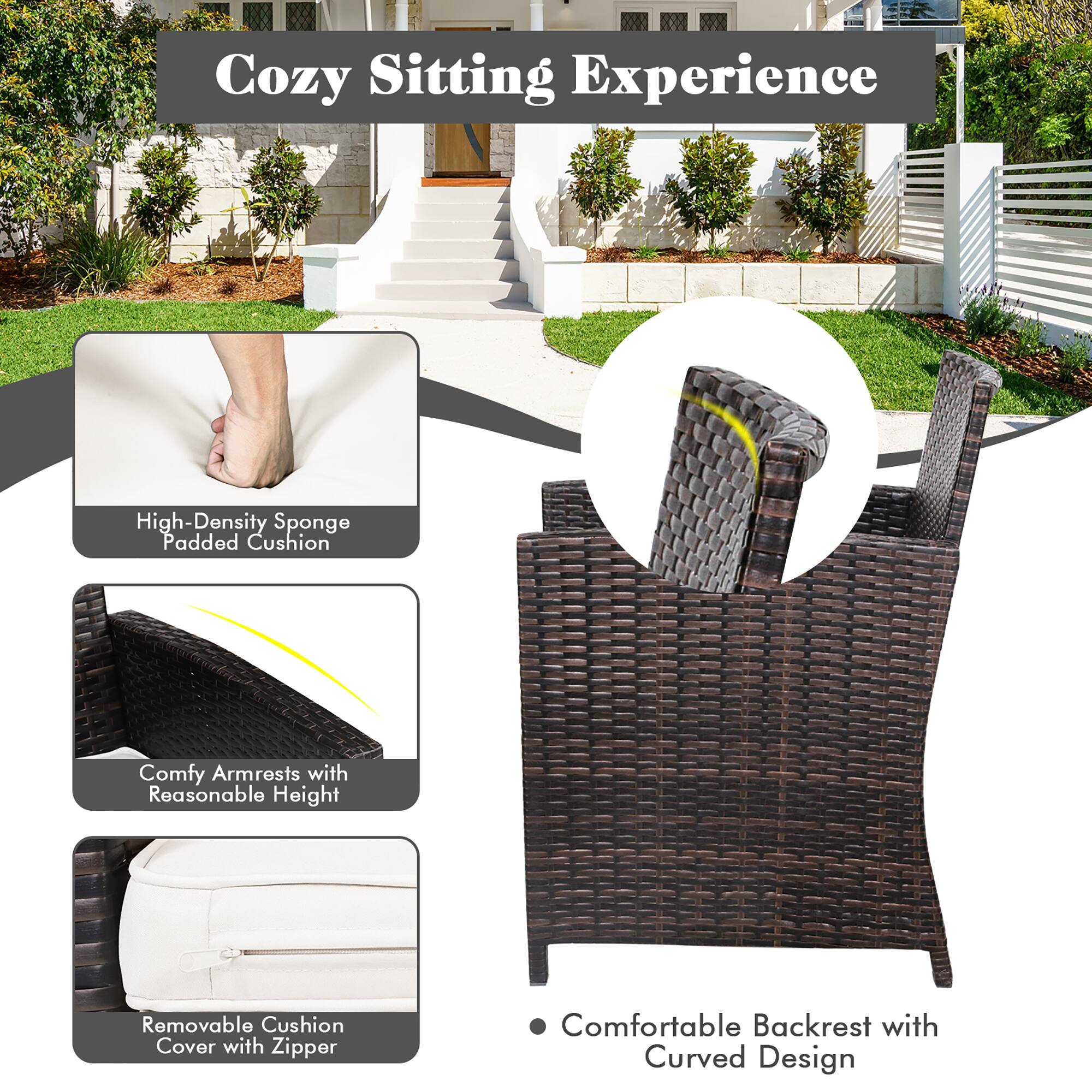 Cozy Sitting Experience

- High-Density Sponge Padded Cushion
- Comfy Armrests with Reasonable Height
- Removable Cushion Cover with Zipper
- Comfortable Backrest with Curved Design