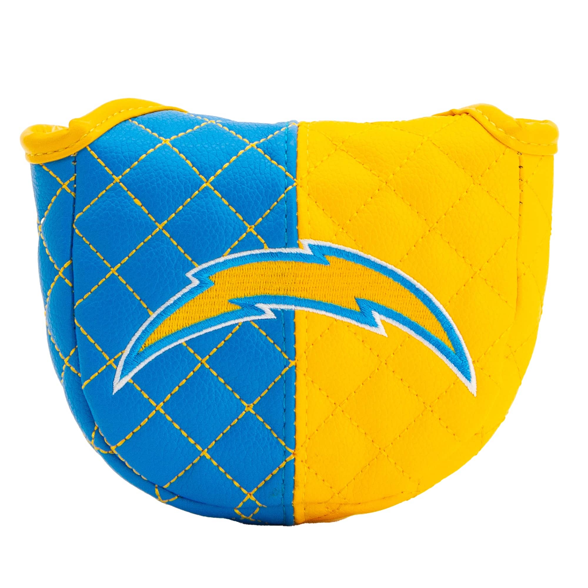 Front. Team Golf - Los Angeles Chargers Quilted Mallet Putter Cover - Multicolor.