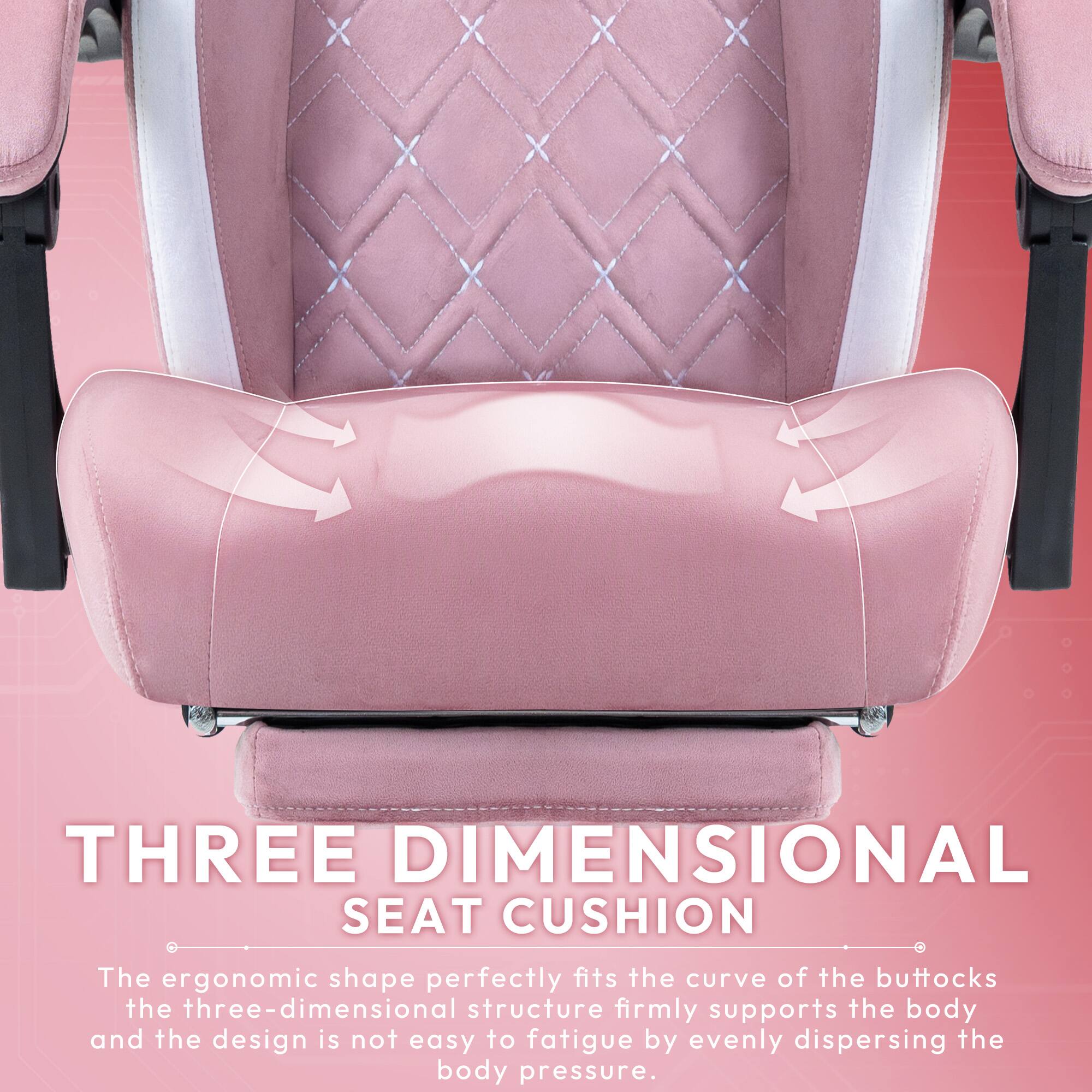 THREE DIMENSIONAL SEAT CUSHION

The ergonomic shape perfectly fits the curve of the buttocks. The three-dimensional structure firmly supports the body and the design is not easy to fatigue by evenly dispersing the body pressure.