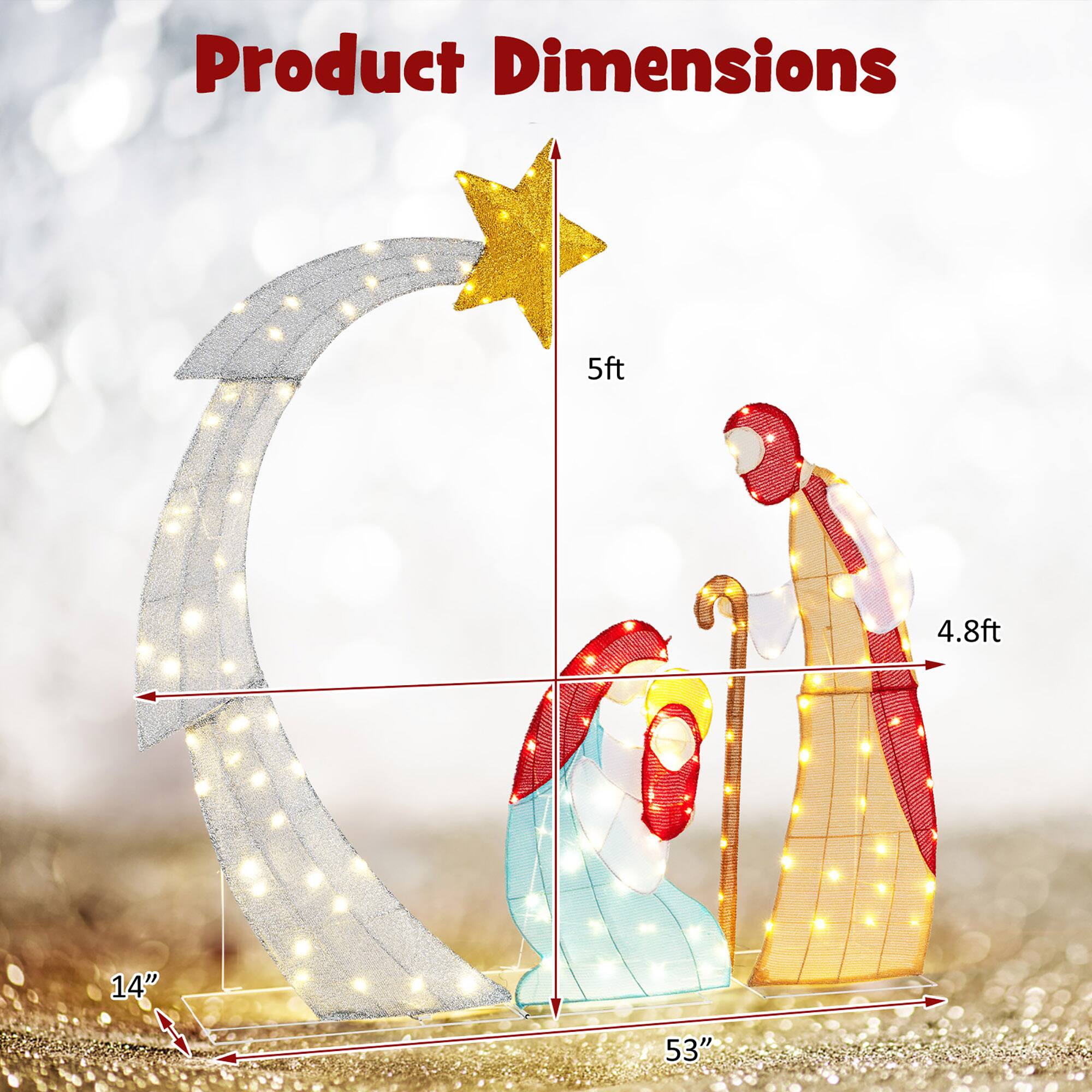 Product Dimensions

- 5ft
- 4.8ft
- 14"
- 53"