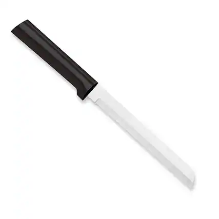 Front. Rada - Cutlery 6-Inch Bread Knife Stainless Steel Serrated Blade, Black Handle - Black.