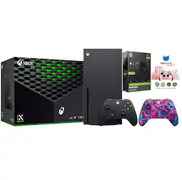 Xbox Series X 1TB Disc Console with Extra Controller, Battery Pack and MightySkins Code Bundle
