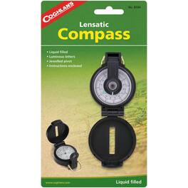 Coghlan’s - Coghlan's Lensatic Compass with Case, Liquid Filled, Camping Survival Emergency - Black