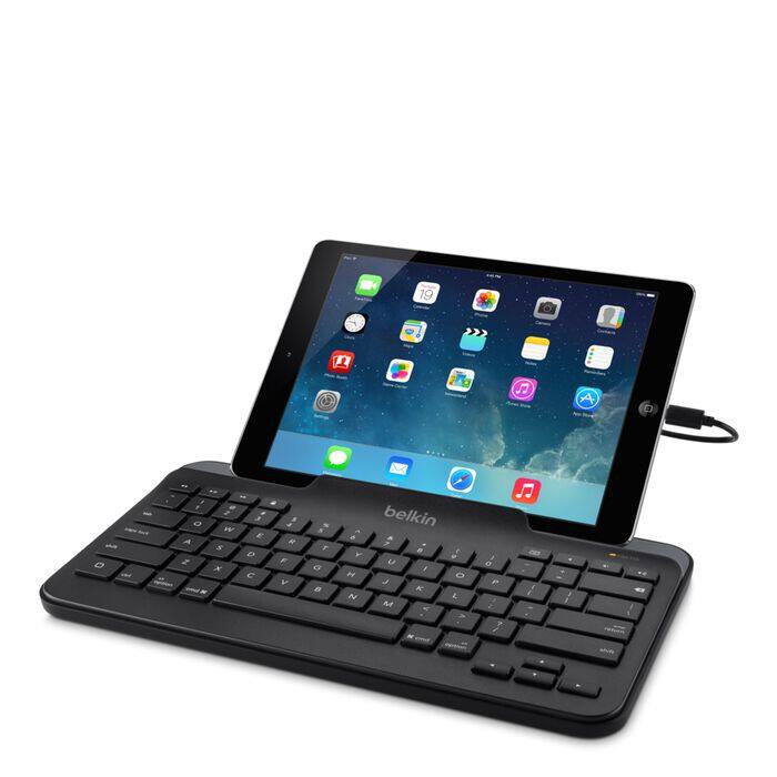 Alt View 3. Belkin - Wired Tablet Keyboard w/ Stand for iPad (Lightning Connector) - Black.