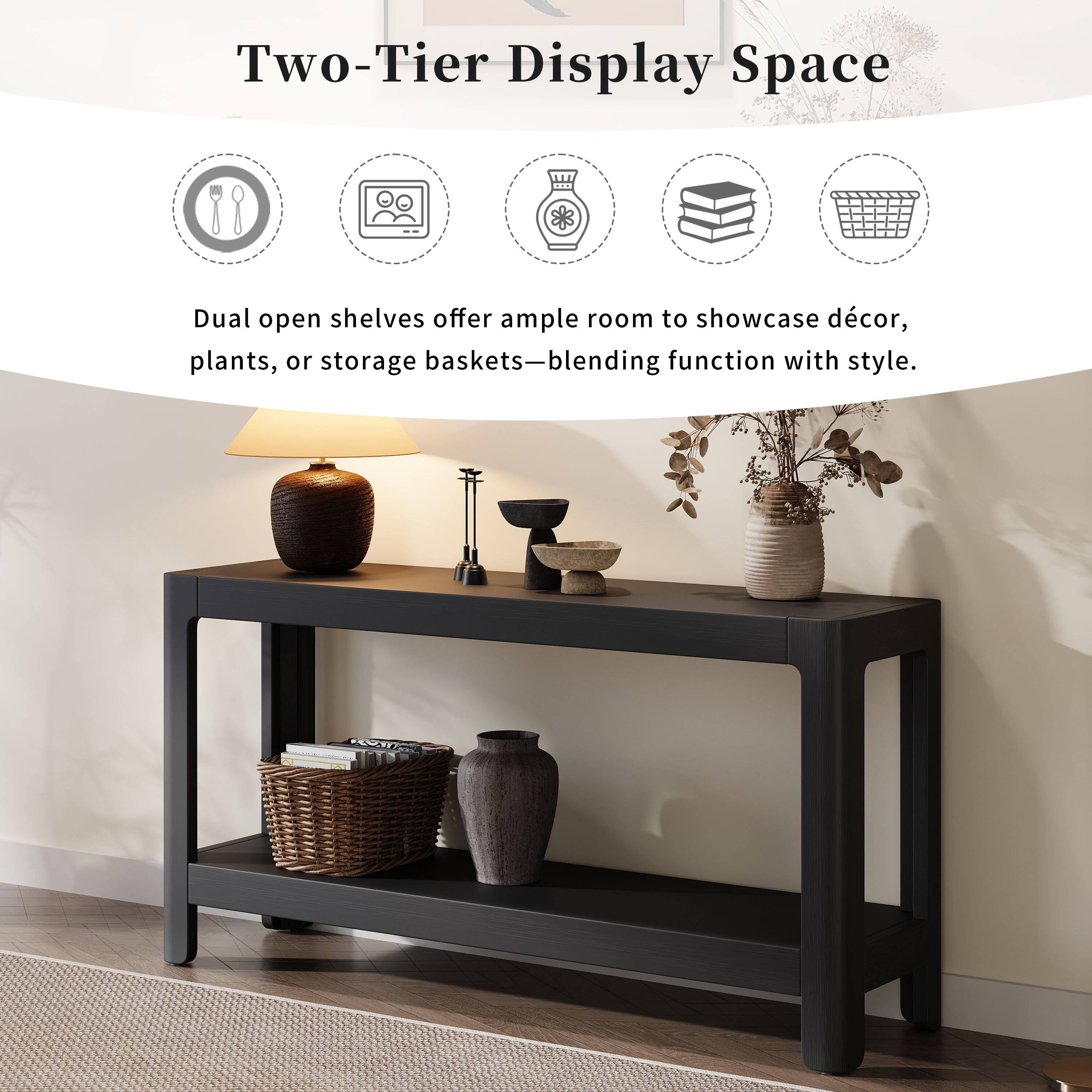 Two-Tier Display Space

Dual open shelves offer ample room to showcase décor, plants, or storage baskets—blending function with style.