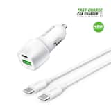 Esoulk - 48W Dual-Port USB-C & USB-A Car Charger with PPS and USB-C Cable for iPhone 17 Pro Max Samsung Google Pixel - White