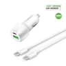 Esoulk - 48W Dual-Port USB-C & USB-A Car Charger with PPS and USB-C Cable for iPhone 17 Pro Max Samsung Google Pixel - White