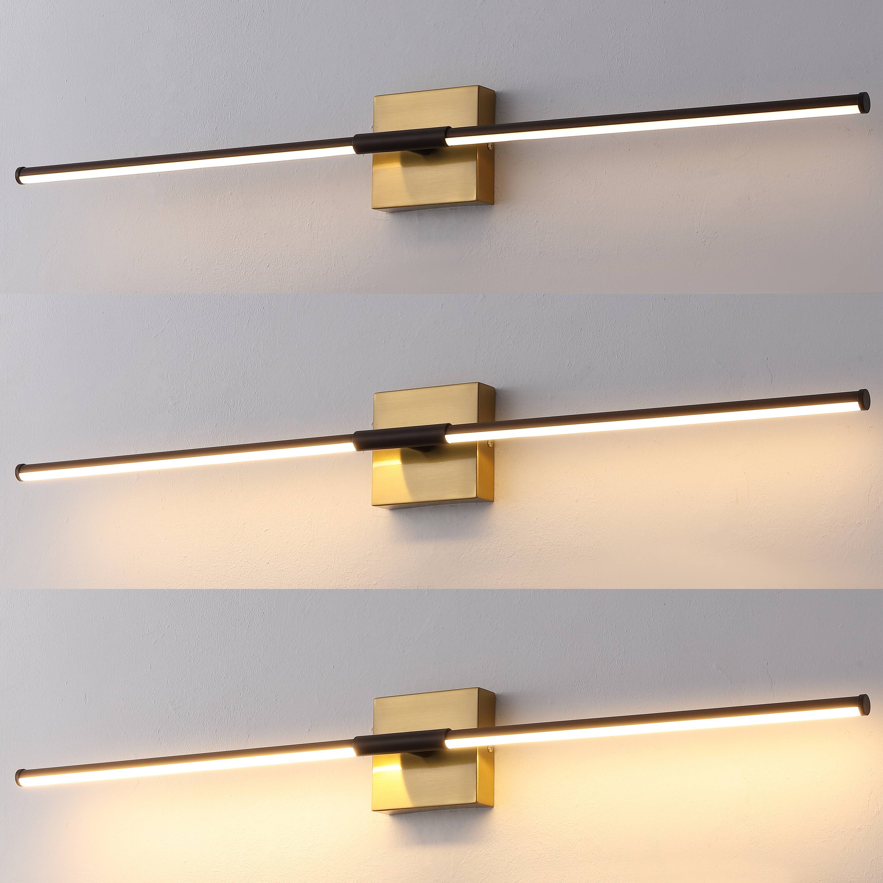 Alt View 8. Jonathan Y - McKenna 32" Modern Minimalist Dimmable Integrated LED Metal Wall Sconce, Oil Rubbed Bronze/Brass Gold - Oil Rubbed Bronze/Brass Gold.
