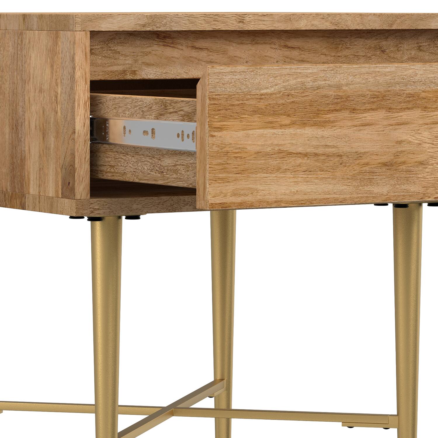 Alt View 4. Simpli Home - Fallon SOLID MANGO WOOD 20 inch Wide Square Contemporary End Table with Drawer in Natural - Natural.