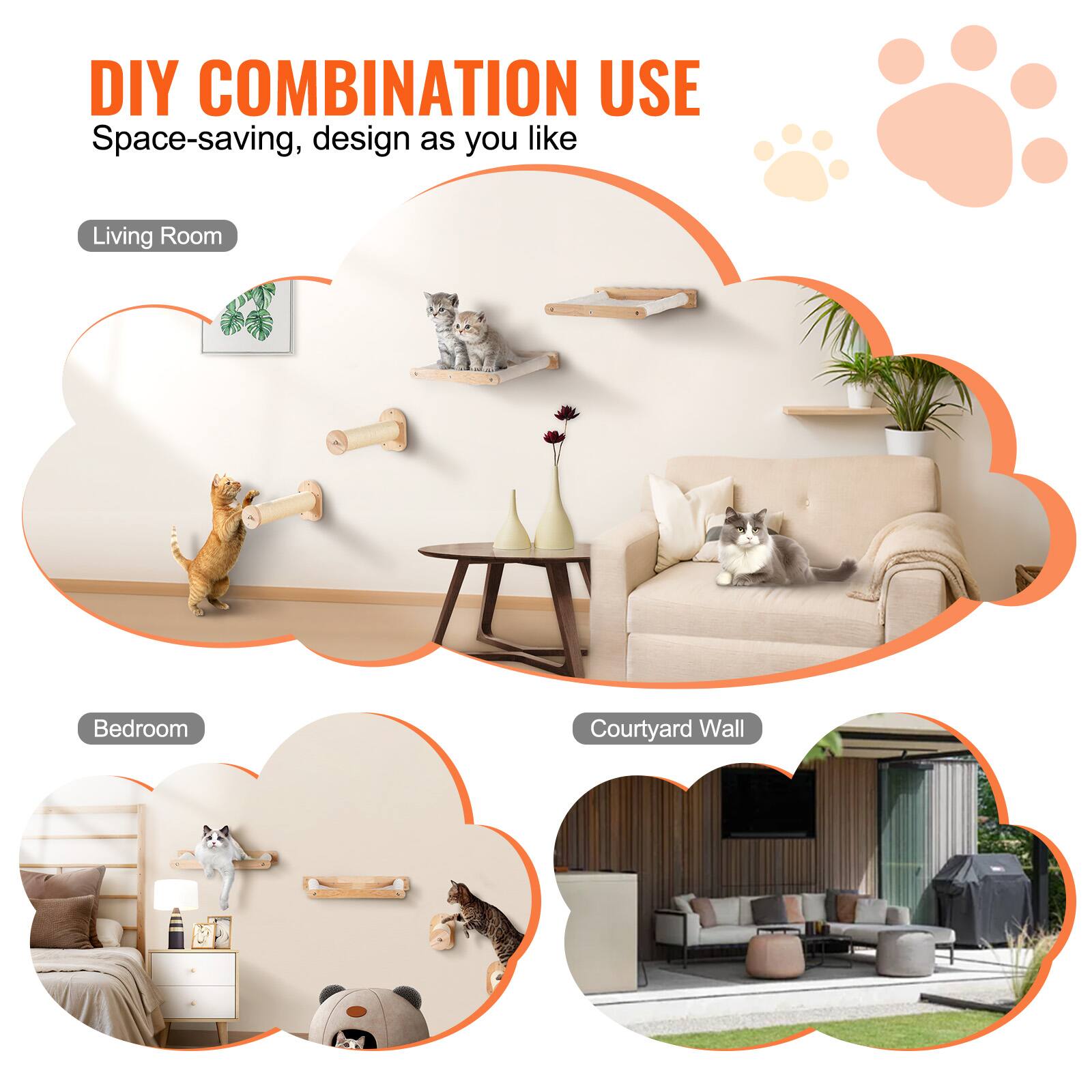 DIY COMBINATION USE  
Space-saving, design as you like  

Living Room  
Bedroom  
Courtyard Wall