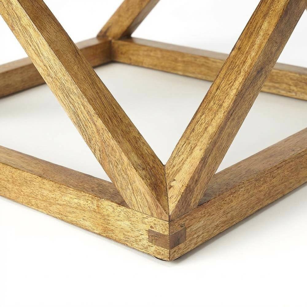 Alt View 2. Starlight Canyon Home - Square End Table with Marble Top, Modern Accent Side Table for Living Room - Light Brown.