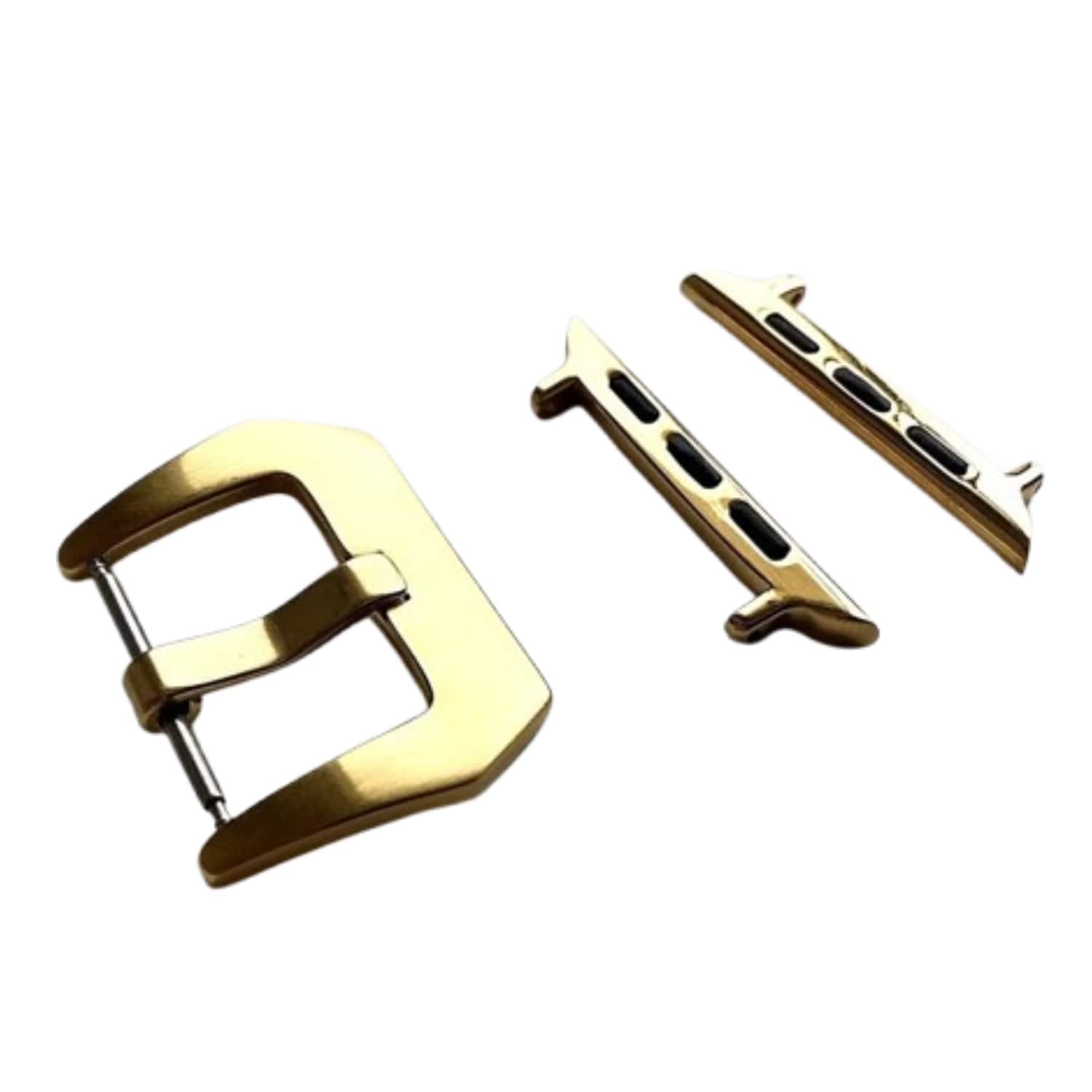 Home Collection - Dark Brown Embossed Band Strap for Apple Watch Ultra 2 - with smooth buckle - Gold