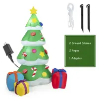 Costway - 6 FT Inflatable Christmas Tree w/ Gift Boxes LED Bulbs Blow Up Yard Decoration - Multicolor - Front_Zoom