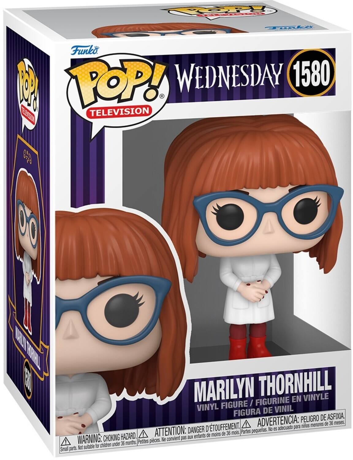 FOP Funko 1 POP! WEDNESDAY 1580 k TELERSSION TELEVISION 00 MAET TENUL MARILYN THORNHILL VINYLE FIGURINE EN FIGURE / VINYL DE VINIL FIGURA ASFIXIA. ADVERTENCIA: PELIGRO DE menores de 36 meses. 'TOUFFEMENT. adecuado para nios ATTENTION: DANGER D Partes pequeras. No es de moins de 36 mois. CHOKING HAZARD. WARNING: CHOKING HAZARD. Small parts. Not suitable for children under 36 months. Petites pieces. Ne convient pas aux enfants.