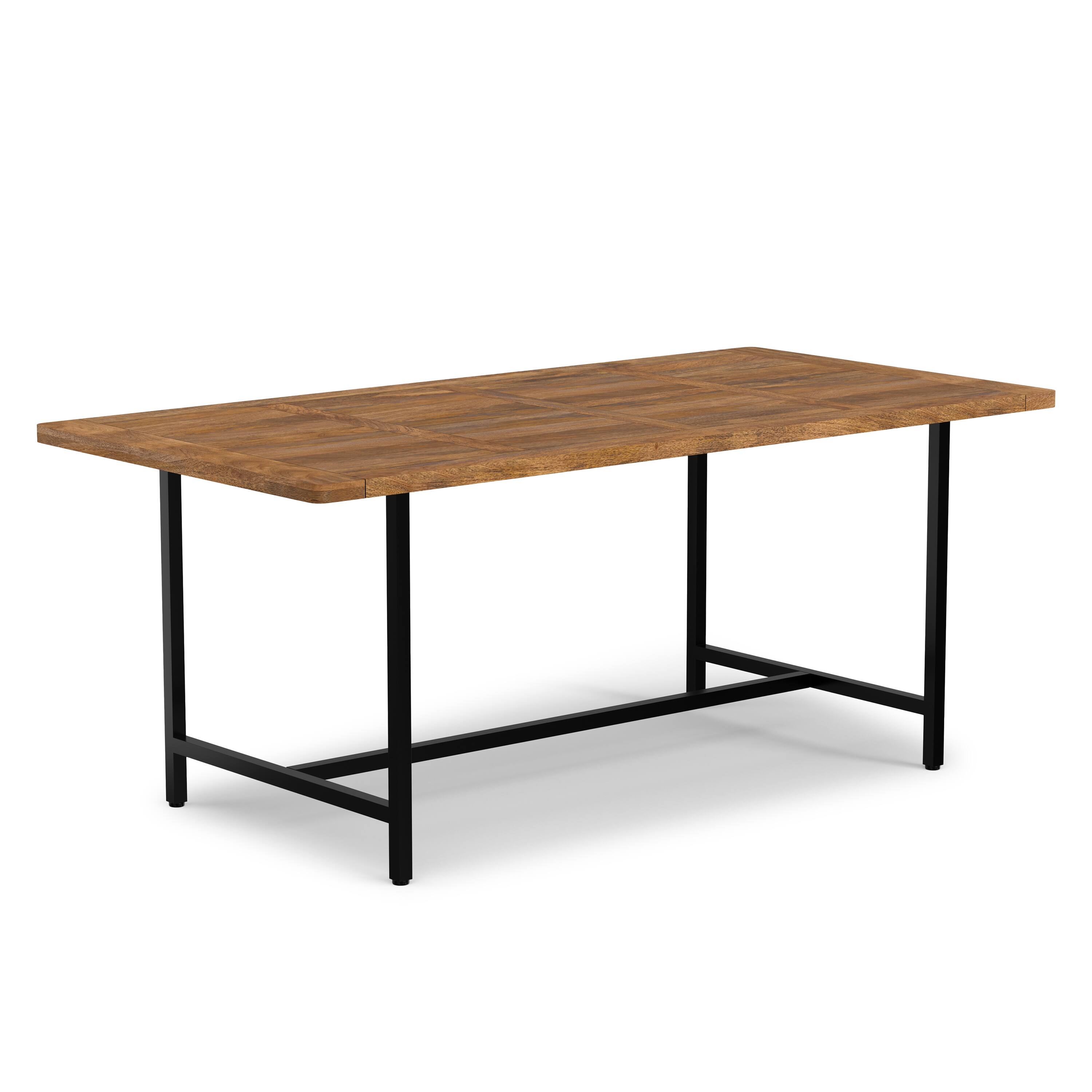 Alt View 3. Simpli Home - Campbell 72 inch x 36 inch Rectangle Modern Industrial Dining Table in Burnt Wax - Burnt Wax.