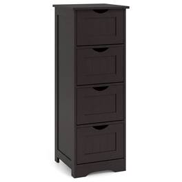 Costway - 32.5" Bathroom Floor Cabinet with Anti-tipping Device Freestanding Towel Cabinet - Espresso