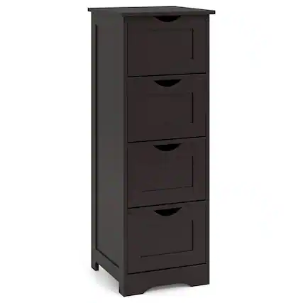 Front. Costway - Costway 32.5" Bathroom Floor Cabinet with Anti-tipping Device Freestanding Towel Cabinet - Espresso.