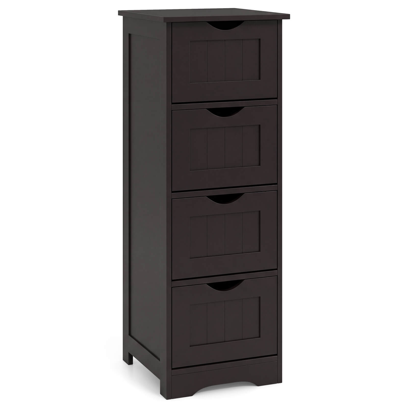 Front. Costway - Costway 32.5" Bathroom Floor Cabinet with Anti-tipping Device Freestanding Towel Cabinet - Espresso.