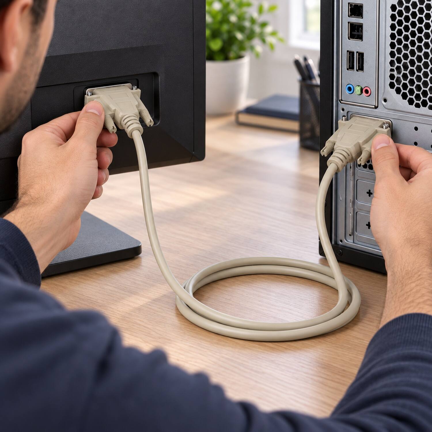 Back. Sanoxy - 6ft DB15 M/M Computer Cable Compatible for your desktop and laptop computers to Monitor - Beige.