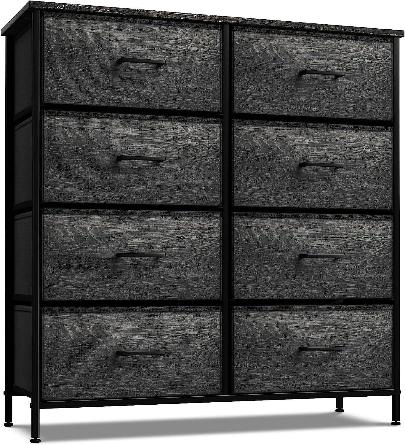 Front. Sorbus - Sorbus 8 Drawers Dresser- Storage Unit with Steel Frame, Wood Top, Fabric Bins - for Bedroom, Closet, Office, and more - Rustic black.