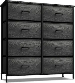 Sorbus - 8 Drawers Dresser- Storage Unit with Steel Frame, Wood Top, Fabric Bins - for Bedroom, Closet, Office, and more - Rustic black