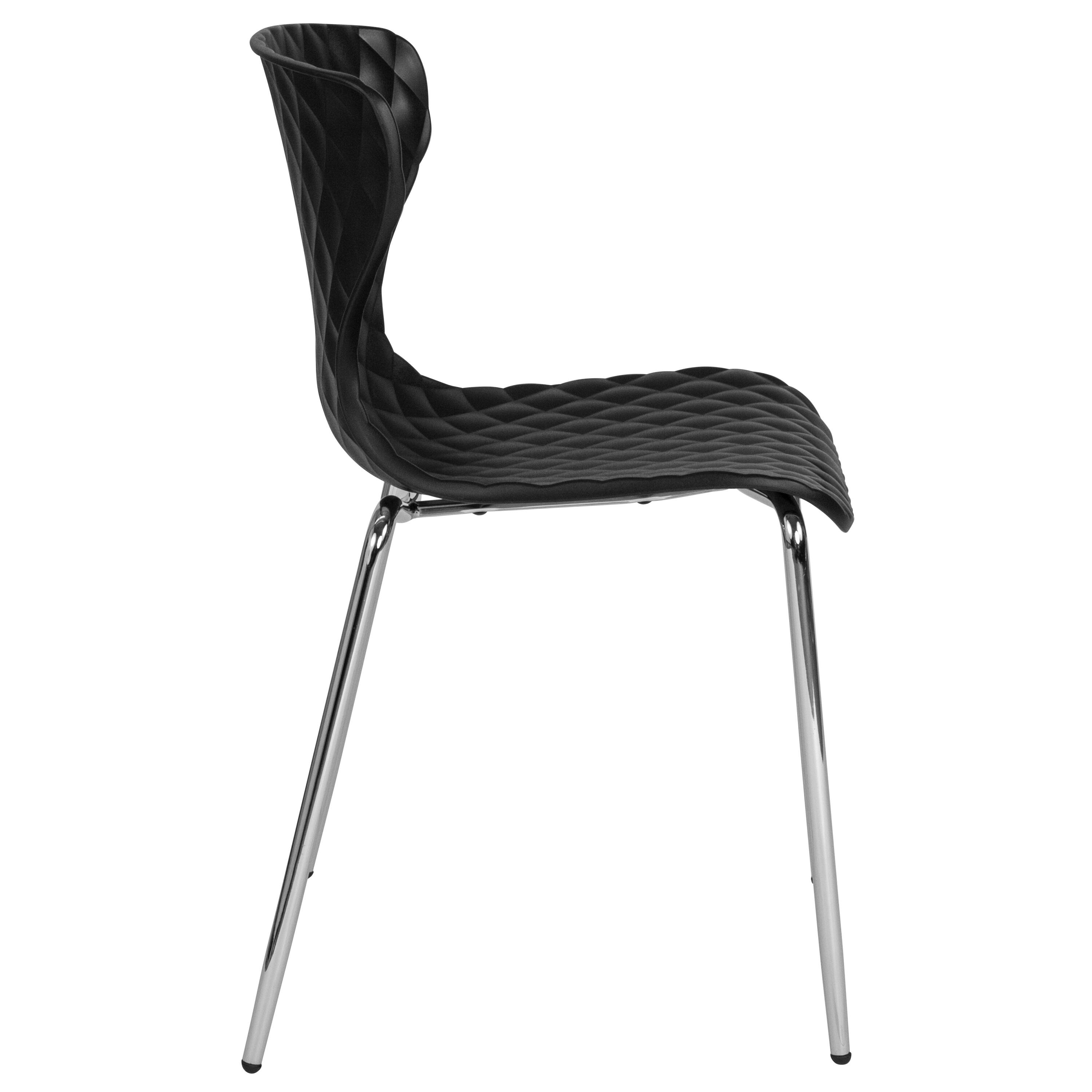 Alt View 7. Emma + Oliver - 4 Pack Contemporary Design Plastic Stack Chair - Black.