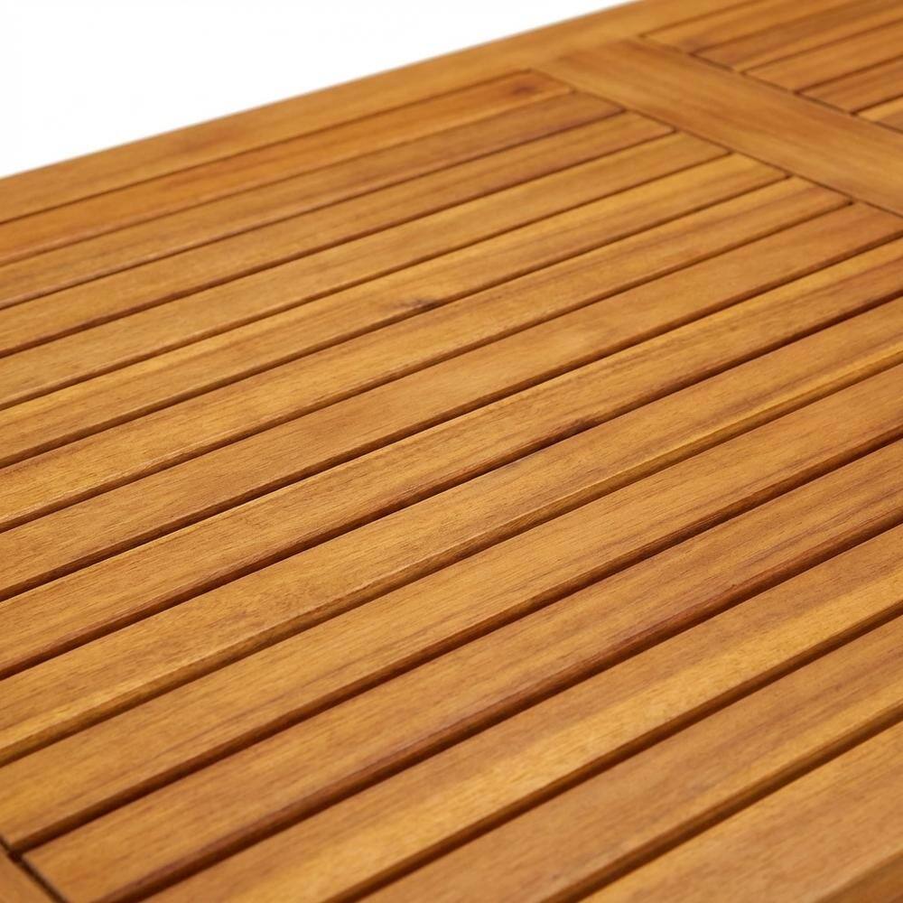 Back. Outdoor Escape - Oil-Finished Wooden Patio Table with Durable Outdoor Wood Finish - Brown.