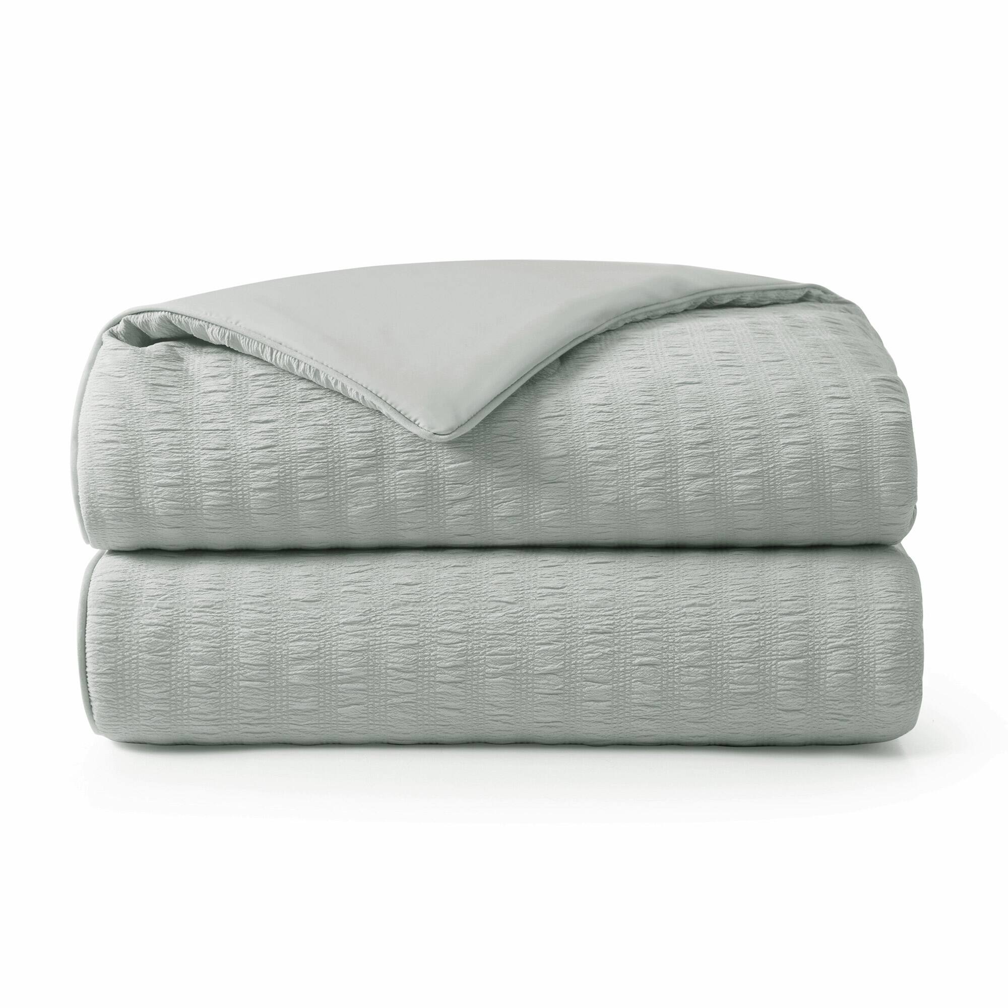 Alt View 3. Peace Nest - Peace Nest Cooling Seersucker Bed Blanket, Lightweight Comforter for Hot Sleepers, Light Gray, Full/Queen - Light Gray.