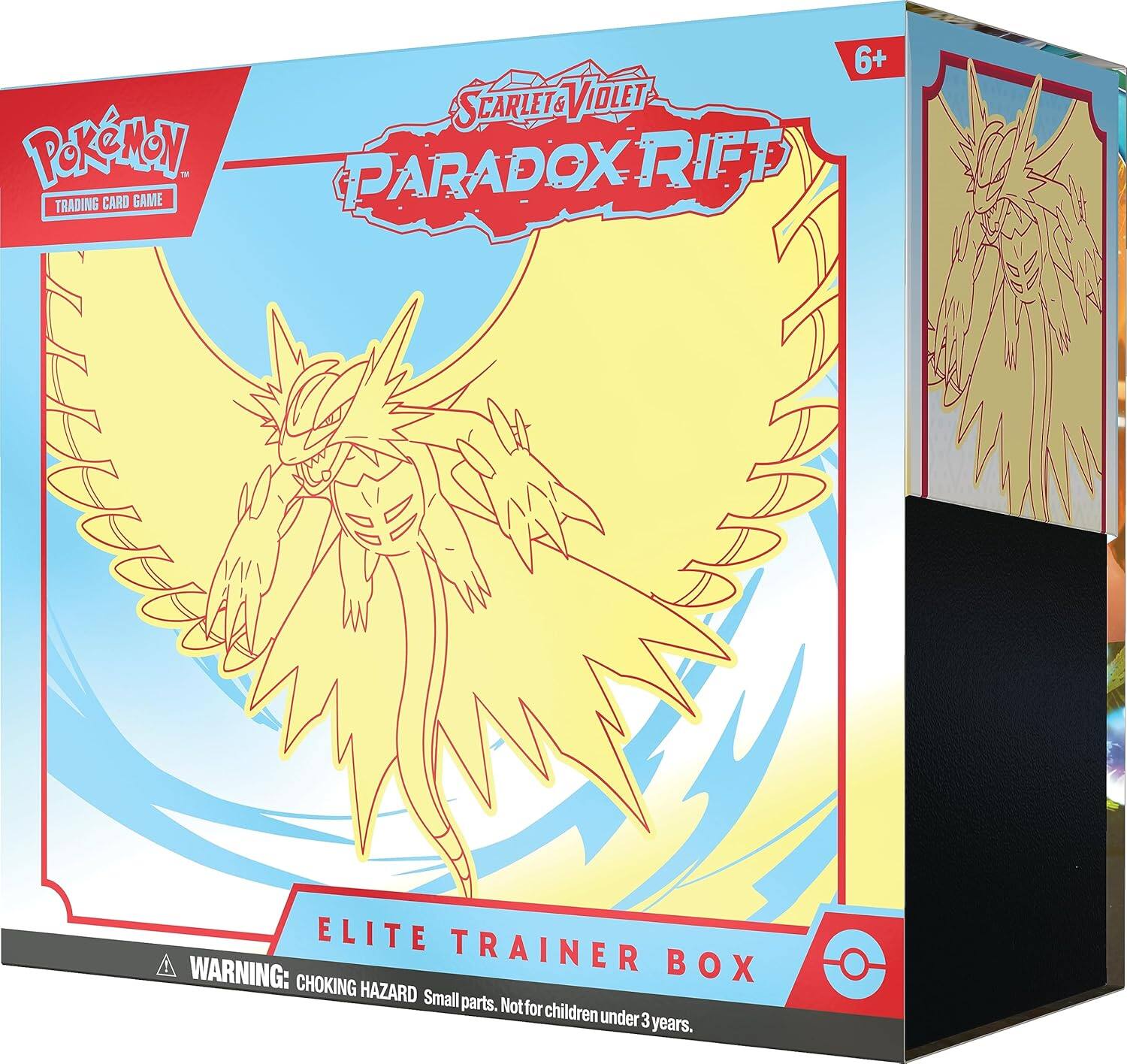Pokémon Trading Card Game  
Scarlet & Violet  
Paradox Rift  
Elite Trainer Box  

6+  

Warning: Choking Hazard. Small parts. Not for children under 3 years.