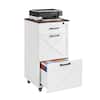Front. Loheer - Loheer Rustic White Farmhouse 3-Drawer File Cabinet with Wheels Mobile Printer Stand Locking Home Office Storage.