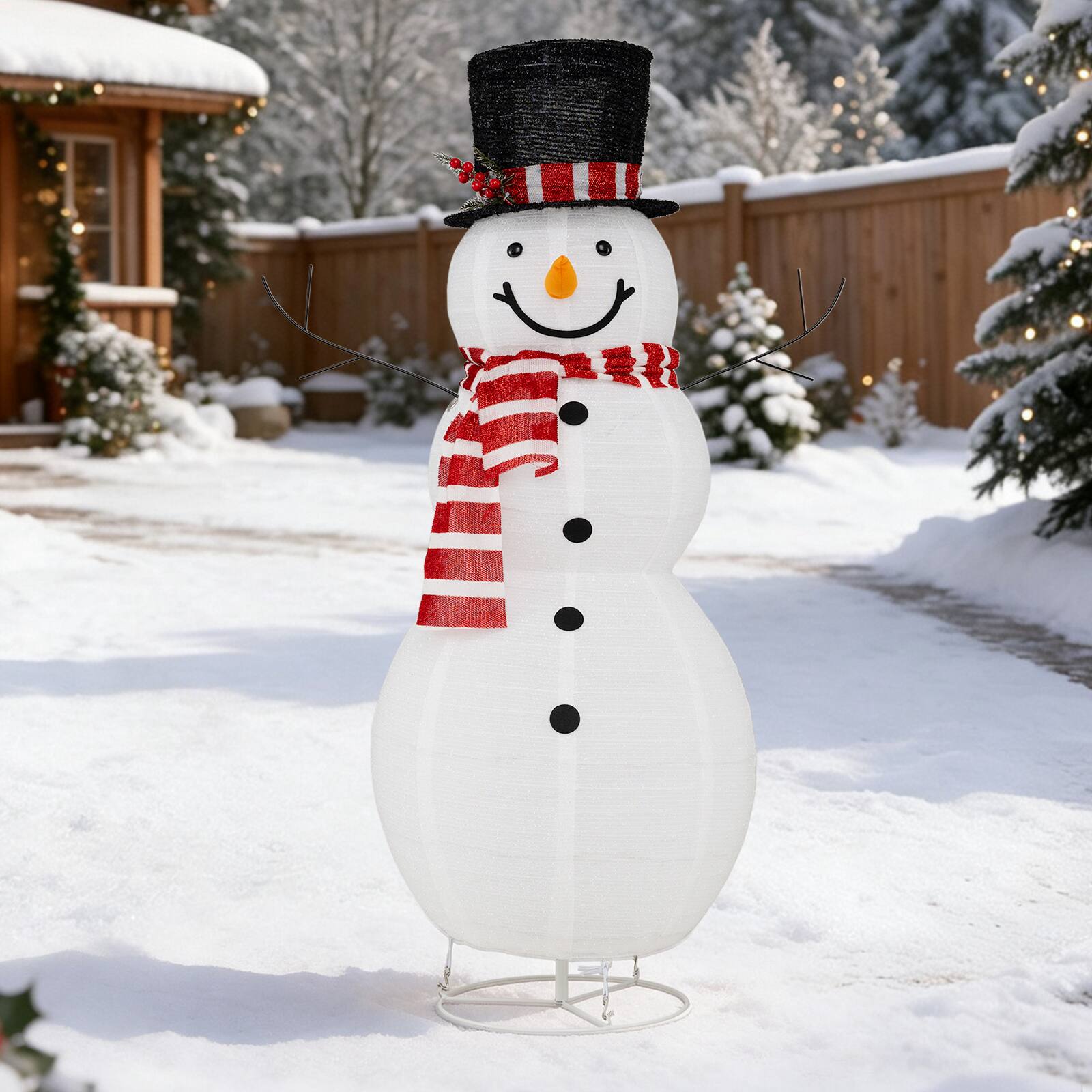 Alt View 2. Costway - Costway 4.2 FT Lighted Christmas Snowman with Top Hat Branch Arms LED Lights Striped Scarf - White.