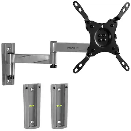 Front. Mount-It! - Full Motion Lockable RV TV Mount for 22–42" Screens, Tilts & Swivels (55° Up, 35° Down), 15.3" Extension, 33 lb Cap. - Silver.