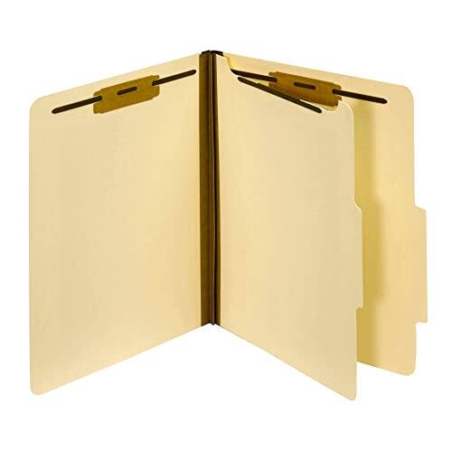 Angle. Tops Business Forms - Manila Top Tab Classification Folders, 1.75" Expansion, 1 Divider, 4 Fasteners, Letter Size, Manila Exterior, 10/Box.