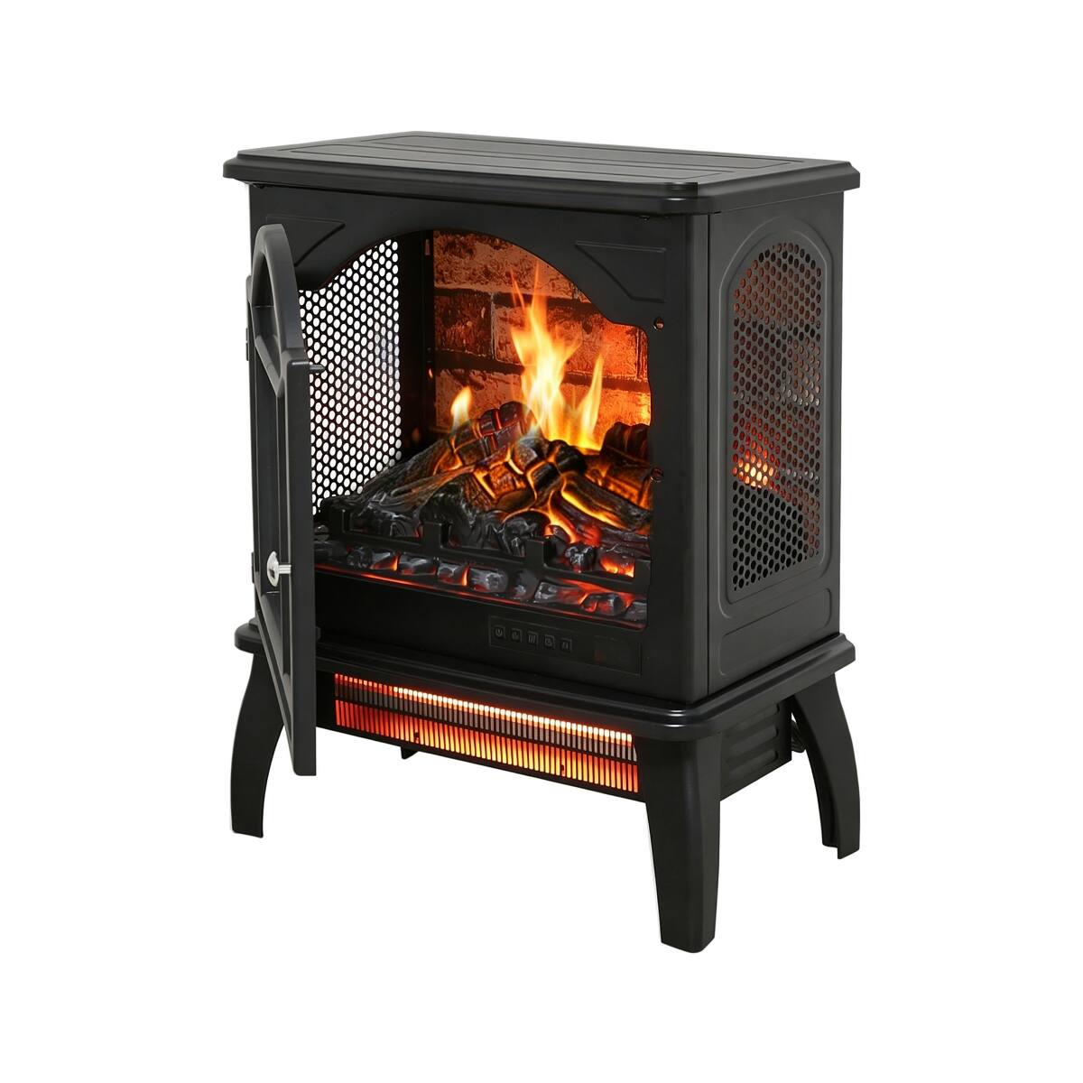 Back. Loheer - Loheer 18 inch electric fireplace stove Freestanding Infrared Quartz Heater with Remote Control Antique Black - Antique Black.